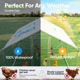 Quictent Advanced Series 12x9x6.6ft Metal Chicken Coop Run with Side Hardware Cloth, Walk-in Outdoor Poultry Cage Heavy Duty Predator Proof Hen Duck Rabbit Farm House, Waterproof Anti-UV Cover