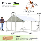 Quictent Advanced Series 12x9x6.6ft Metal Chicken Coop Run with Climbing Ladder, Walk-in Outdoor Poultry Cage Heavy Duty Predator Proof Hen Duck Rabbit Farm House, Waterproof Anti-UV Cover