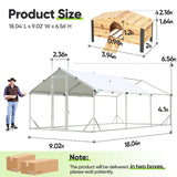 Quictent Advanced Series 18x9x6.6ft Metal Chicken Coop Run with Wooden Nesting Box, Walk-in Outdoor Poultry Cage Heavy Duty Predator Proof Hen Duck Rabbit Farm House, Waterproof Anti-UV Cover