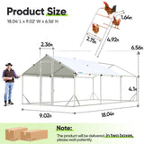 Quictent Advanced Series 18x9x6.6ft Metal Chicken Coop Run with Climbing Ladder, Walk-in Outdoor Poultry Cage Heavy Duty Predator Proof Hen Duck Rabbit Farm House, Waterproof Anti-UV Cover