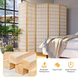JOSTYLE 6ft Japanese Room Divider Wall, 4-Panel Shoji Privacy Screen 69" W Nature-Wood