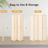 JOSTYLE 6ft Japanese Room Divider Wall, 4-Panel Shoji Privacy Screen 69" W Nature-Wood