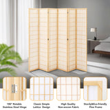 JOSTYLE 6ft Japanese Room Divider Wall, 6-Panel Shoji Privacy Screen 104" W Nature-Wood