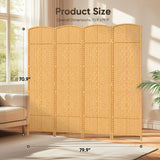 JOSTYLE Rattan Room Divider, 4-Panel Folding Privacy Screen 6ft. Extra Wide