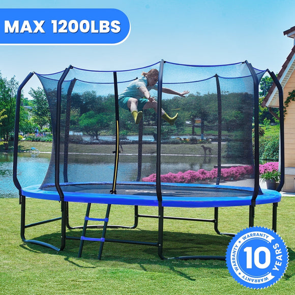 ORCC 1200LBS Capacity Oval 8X13FT Heavy-Duty Yard Trampoline for Kids & Adults with Safety Enclosure, 1.6mm Thickened Steel Frame & Reinforced Legs, Outdoor Gymnastics Trampoline