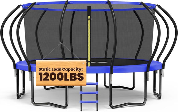 ORCC 1200LBS Weight Capacity Heavy-Duty Trampoline 16 15 14 12 10 8FT Outdoor Yard Trampolines for Kids Adults with Safety Enclosure