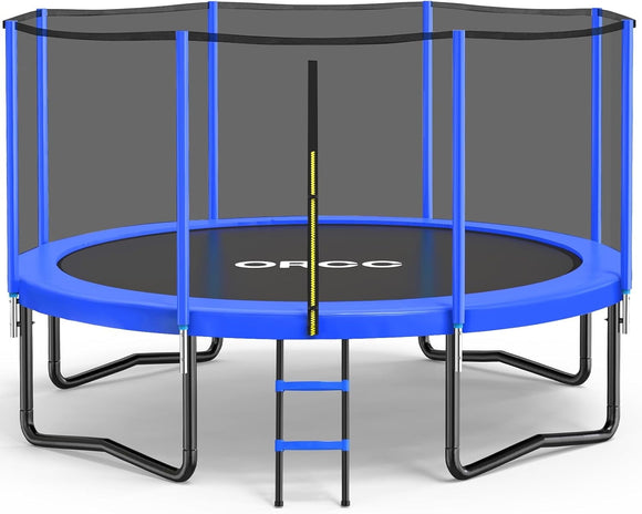 ORCC 14FT 12FT 10FT 8FT Trampoline for Kids and Adults, 450 LBS Weight Capacity, with Safety Enclosure Net, Ladder, Heavy-Duty Galvanized Steel Frame, Outdoor Backyard Jumping Toy