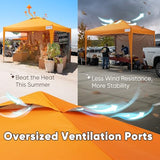 Quictent 10x10 Pop Up Canopy Tent with 1 Sidewall | Instant Setup Gazebo for 1 Person, Orange