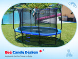 ORCC 7 x 10 FT Oval Outdoor Trampoline with Safety Net - Recreational Gymnastics Trampoline for Kids, 1200LBS Capacity, Heavy-Duty Galvanized Steel Frame