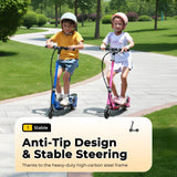 Zupapa Electric Scooter with Seat for Kids Ages 8-12, Riders up to 155 lbs, Removable Seat 2 Riding Styles, Pink