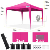 Quictent Privacy 8x8 Pop Up Canopy with 4 Sidewalls & Mesh Windows, Pink