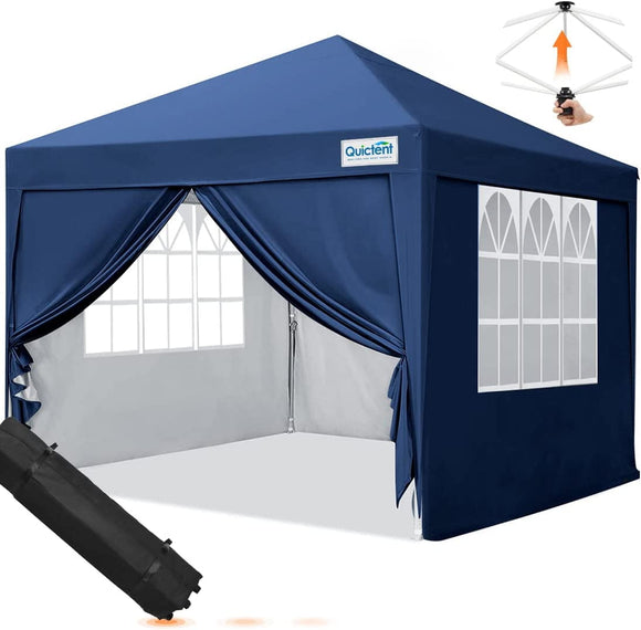 Quictent 10'x10' Pop up Canopy Tent with Sidewalls Instant Outdoor Gazebo Easy Party Tent Enclosed Waterproof, Easy Set up (Navy Blue)