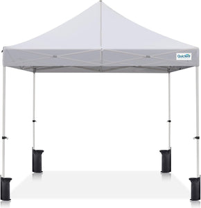 Quictent 10'x10' Portable Pop up Canopy Tent, Easy up Commercial Gazebo Canopies for Sun & Rain Protection, Includes Sand Bags for Outdoor Events, Parties, Markets, Vendors (White, No Sidewall)