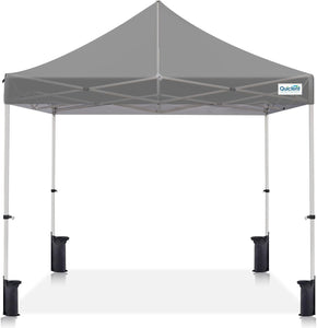 Quictent 10'x10' Portable Pop up Canopy Tent, Easy up Commercial Gazebo Canopies for Sun & Rain Protection, Includes Sand Bags for Outdoor Events, Parties, Markets, Vendors (Grey, No Sidewall)