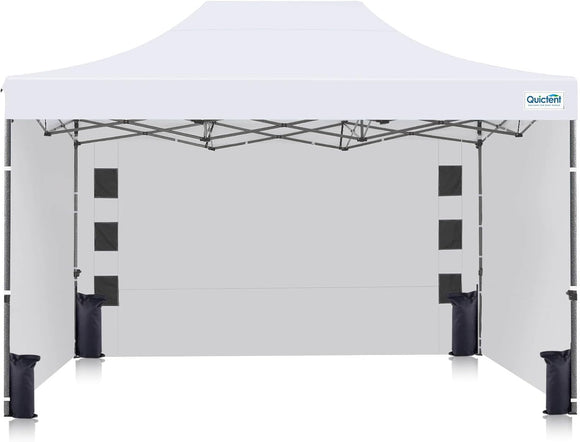 Quictent 10'x15' Heavy Duty Pop up Canopy Tent with Sidewalls, Easy up Commercial Gazebo Canopies with Full Truss & Pyramid Structure for Sun, Wind and Rain Protection for Outdoor Fairs and Events