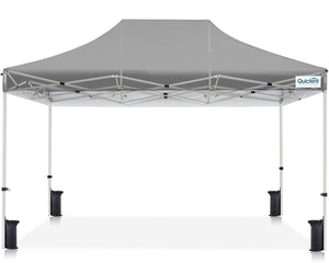 Quictent 10'x15' Portable Pop up Canopy Tent, Easy up Commercial Gazebo Canopies for Sun & Rain Protection, Includes Sand Bags for Outdoor Events, Parties, Markets, Vendors (Grey, No Sidewall)