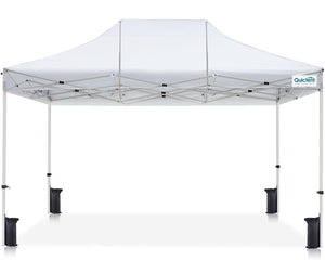 Quictent 10'x15' Portable Pop up Canopy Tent, Easy up Commercial Gazebo Canopies for Sun & Rain Protection, Includes Sand Bags for Outdoor Events, Parties, Markets, Vendors (White, No Sidewall)