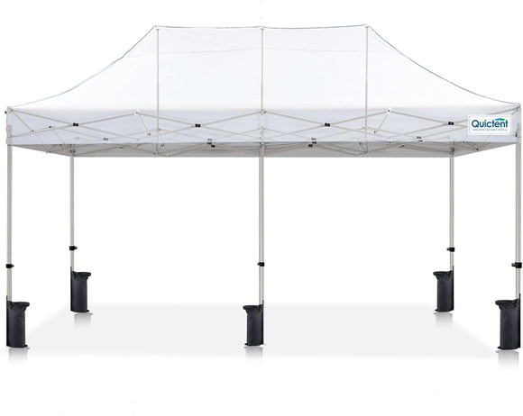 Quictent 10'x20' Portable Pop up Canopy Tent, Easy up Commercial Gazebo Canopies for Sun & Rain Protection, Includes Sand Bags for Outdoor Events, Parties, Markets, Vendors (White, No Sidewall)