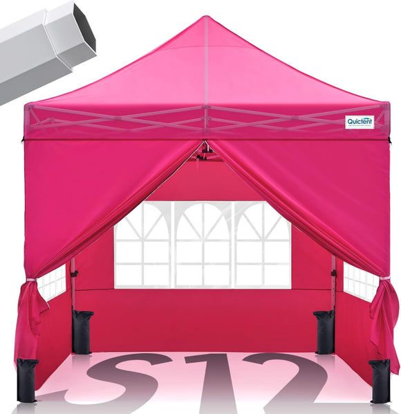 Quictent 10x10 Heavy Duty Pop Up Canopy Tent with Enclosed Sidewalls, Hexagonal Legs - Easy Setup Outdoor Gazebo for Party, Wedding, Commercial Use, 3-Year Warranty
