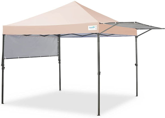 Quictent 10x10 ft Pop up Canopy with Awning,Canopy Tent with Dual Awnings (Tan)