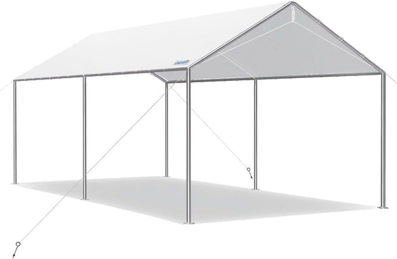 Quictent 10x15ft Heavy Duty Car Canopy Galvanized Frame Carport Outdoor Party Tent Boat Shelter, White