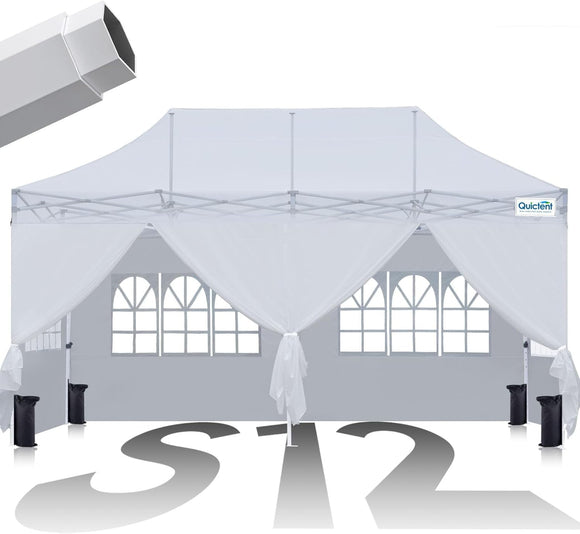 Quictent 10x20 Heavy Duty Pop Up Canopy Tent with Enclosed Sidewalls, Hexagonal Legs - Easy Setup Outdoor Gazebo for Party, Wedding, Commercial Use, 3-Year Warranty