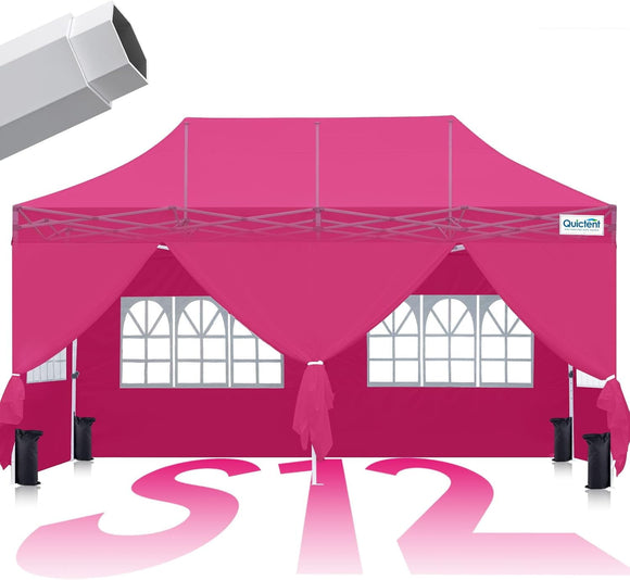 Quictent 10x20 Heavy Duty Pop Up Canopy Tent with Enclosed Sidewalls, Hexagonal Legs - Easy Setup Outdoor Gazebo for Party, Wedding, Commercial Use, 3-Year Warranty