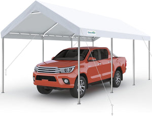 Quictent 10x20 ft Heavy Duty Carport Car Canopy Galvanized Car Tent Outdoor Boat Shelter with Reinforced Structure - White