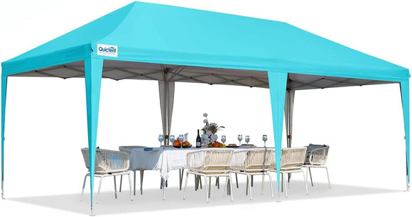 Quictent 10x20ft Easy Pop up Canopy Tent Instant Canopy Waterproof Shelter, Light Blue