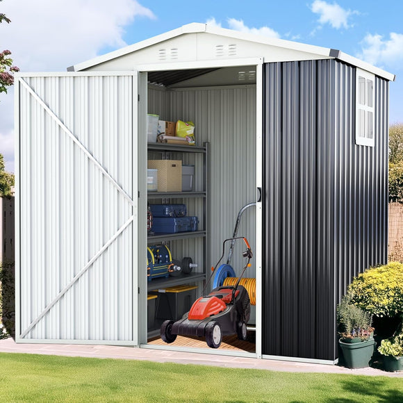 Quictent 6X4 FT Outdoor Metal Storage Shed, Heavy Duty Easy Assemble Garden Shed for Bike Storage, Tool Storage, Temporary Storage with Combination Lock