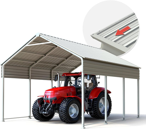 Quictent Heavy Duty 10x16 FT Vertical Roof Metal Carport, Pre-Drilled All Weather Storage Car Shelter for Tractor, Vehicles & Farm Equipment