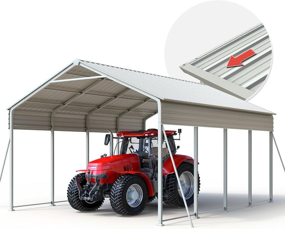 Quictent Heavy Duty 12x21 FT Vertical Roof Metal Carport, Pre-Drilled All Weather Car Shelter for Boat, Vehicles & Farm Equipment