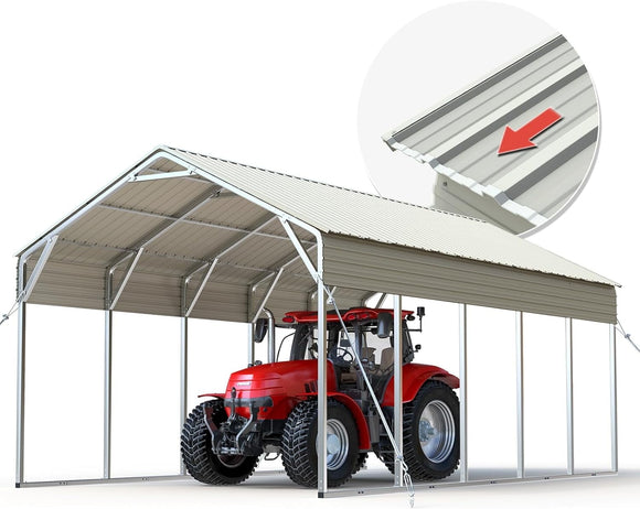 Quictent Heavy Duty 13x26 FT Vertical Roof Metal Carport, Pre-Drilled All Weather Car Shelter for RV, Vehicles & Farm Equipment