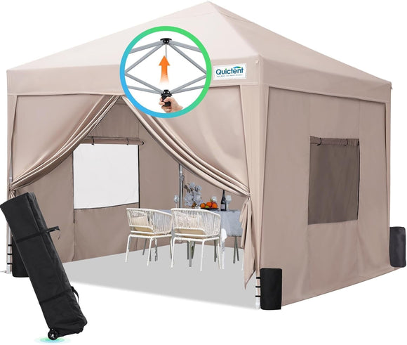 Quictent Privacy 6.6x6.6 Pop up Canopy Tent with Sidewalls and Roll-up Ventilated Windows, Outdoor Commercial Gazebo Shelter Enclosed Waterproof, Bonus 4 Sandbags