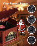 ORCC 10-in-1 Record Player, Nostalgic Turntable for Vinyl Record with Bluetooth, 2 Built-in Speakers, CD, Cassette, USB,Rosewood