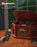 ORCC 10-in-1 Record Player, Nostalgic Turntable for Vinyl Record with Bluetooth, 2 Built-in Speakers, CD, Cassette, USB,Rosewood