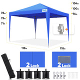 Quictent Privacy 10x10 Pop Up Canopy with 4 Sidewalls & Mesh Windows, Royal Blue