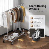 HOKEEPER Clothes Rack with Cover Clothing Racks for Hanging Clothes Heavy Duty Garment Rack, Adjustable Coat Rack with Lockable Wheels