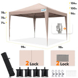 Quictent Privacy 8x8 Pop Up Canopy with 4 Sidewalls & Mesh Windows, Tan