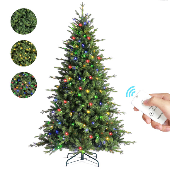 OasisCraft 7.5 ft Prelit Christmas Tree with 500 Color Changing Twinkly LED Lights 2082 PE&PVC Branch Tips Metal Stand & Hinged Branches, 10 Colors