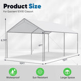 Quictent 10x15 ft Heavy Duty Car Canopy Galvanized Frame Carport Outdoor Shelter, white