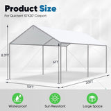 Quictent 10x20 ft Heavy Duty Car Canopy Galvanized Frame Carport Outdoor Shelter, White