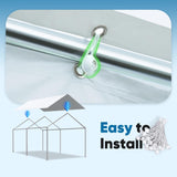 Quictent 10x20 ft Carport Replacement Tarp Canopy Top Cover with Bungee Balls, White