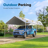 Quictent 10x20 ft Carport Replacement Tarp Canopy Top Cover with Bungee Balls, White