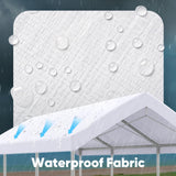 Quictent 10x20 ft Carport Replacement Tarp Canopy Top Cover with Valance and Bungee Balls, White