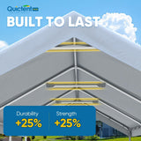 Quictent 10x20 ft Heavy Duty Carport Canopy Galvanized Car Tent with Reinforced Structure & Hanging Edge, White