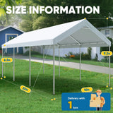 Quictent 10x20 ft Heavy Duty Carport Canopy Galvanized Car Tent with Reinforced Structure & Hanging Edge, White
