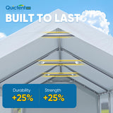 Quictent 10x20 ft Heavy Duty Carport, Outdoor Garage Canopy Tent with Roll-up Ventilated Windows & Sidewalls, White