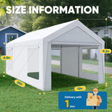 Quictent 10x20 ft Heavy Duty Carport, Outdoor Garage Canopy Tent with Roll-up Ventilated Windows & Sidewalls, White