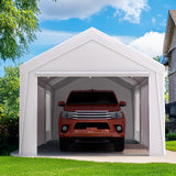 Quictent 10x20 ft Heavy Duty Carport, Outdoor Garage Canopy Tent with Roll-up Ventilated Windows & Sidewalls, White